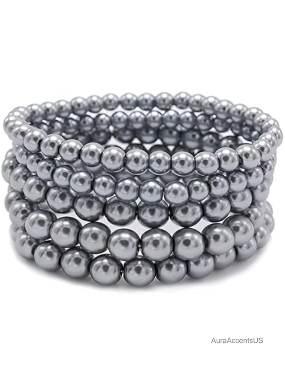 Faux Pearl Beaded Stretch Bracelets for Women - Stackable Jewelry Set (5 pcs)